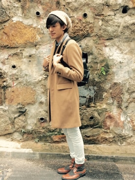 「STYLE」｜「アイテム（チェスターコート）」を使った、Alexander Yeungさん（メンズ・173cm）の冬コーディネート
