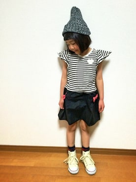 「BLOC（ブロック）のアイテム（帽子）」を使った、★COCO☆さん（キッズ・110cm）の春コーディネート