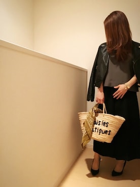 「Rodeo Crowns（ロデオクラウンズ）のアイテム（ライダースジャケット）」を使った、akiさん（レディース・155cm）の春コーディネート