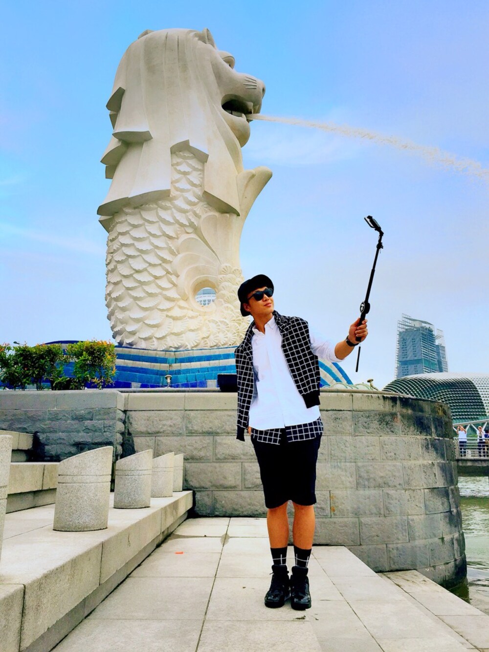 「xumingjie、jeffreyxu、IZZUE、AIR JORDAN、STYLENANDA、PRADA、NOBRAND」｜「STYLENANDAのアイテム（キャップ、ブラック系）」を使った、Mingjieさん（メンズ・184cm）の夏コーディネートの1枚目の写真