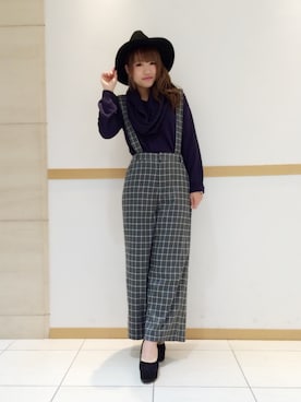 「CECIL McBEE（セシルマクビー）のアイテム（サロペット/オーバーオール）」を使った、なっぽさん（レディース・156cm）の秋コーディネート