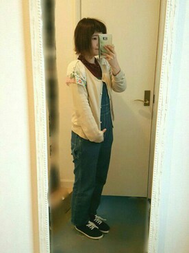 「BEAMS（ビームス）のアイテム（サロペット/オーバーオール）」を使った、YUKIさん（レディース・160cm）の秋コーディネート