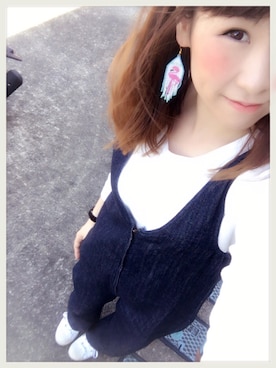 「SLY（スライ）のBASIC 7分袖TOPS（Tシャツ/カットソー、ホワイト系）」を使った、Akane Wachiさん（レディース・160cm）の春コーディネート