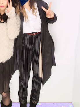 「ストライプパンツ」｜Rinaさん（レディース・158cm・10代）の冬コーディネート