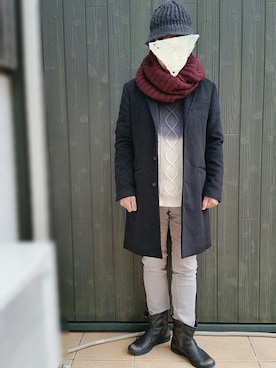 「CORISCO（コリスコ）のアイテム（ニット/セーター）」を使った、いんちょ。さん（メンズ・167cm）の冬コーディネート