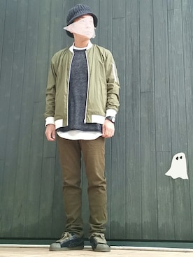 「アイテム（MA-1）」を使った、いんちょ。さん（メンズ・167cm・40代）の秋コーディネート