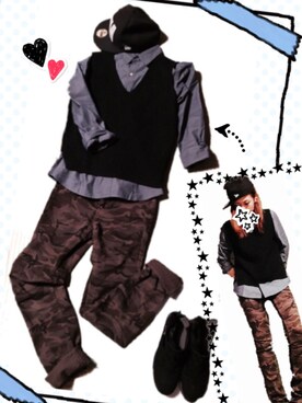 「GU（ジーユー）のアイテム（シャツ/ブラウス、ブルー系）」を使った、Baruutanさん（レディース・160cm）の秋コーディネート