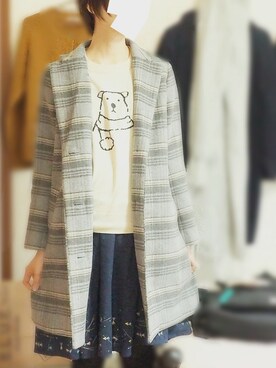「ehka sopo（エヘカソポ）のアイテム（チェスターコート）」を使った、☻さん（レディース・168cm）の冬コーディネート