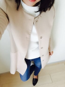 「JUSGLITTY（ジャスグリッティー）のアイテム（ノーカラージャケット）」を使った、asamiさん（レディース・163cm）の冬コーディネート