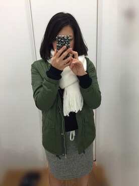 「H&M（エイチ・アンド・エム）のアイテム（ミリタリージャケット）」を使った、asamiさん（レディース・163cm）の冬コーディネート