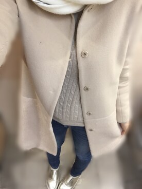 「JUSGLITTY（ジャスグリッティー）のアイテム（ノーカラージャケット）」を使った、asamiさん（レディース・163cm）の冬コーディネート