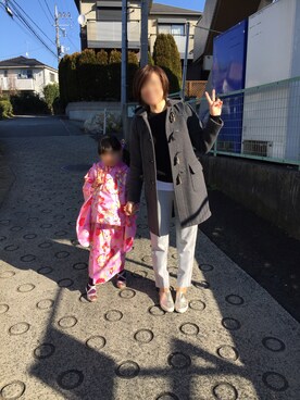 「アイテム（バックパック/リュック、ブルー系）」を使った、asamiさん（レディース・163cm）の冬コーディネート