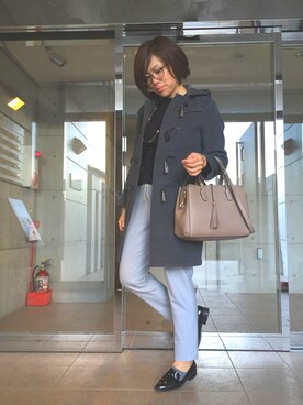 「SHIPS（シップス）のアイテム（ダッフルコート）」を使った、asamiさん（レディース・163cm）の冬コーディネート