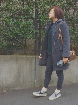 「SHIPS（シップス）のアイテム（ダッフルコート）」を使った、asamiさん（レディース・163cm）の冬コーディネート