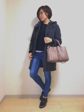 「SHIPS（シップス）のアイテム（ダッフルコート）」を使った、asamiさん（レディース・163cm）の冬コーディネート