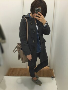 「SHIPS（シップス）のアイテム（ダッフルコート）」を使った、asamiさん（レディース・163cm）の冬コーディネート