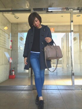 「SHIPS（シップス）のアイテム（ダッフルコート）」を使った、asamiさん（レディース・163cm）の冬コーディネート