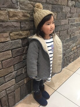 「AZUL by moussy（アズールバイマウジー）のアイテム（ワンピース）」を使った、まーゆーめーさん（キッズ・100cm）の冬コーディネート