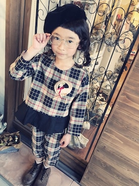 「COMME CA DU MODE（コムサデモード）のアイテム（ハンチング/ベレー帽）」を使った、chiiさん（キッズ・120cm）の冬コーディネート
