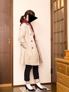 「HERE'S（HERE'S）のアイテム（トレンチコート）」を使った、asukaさん（レディース・160cm）の春コーディネート