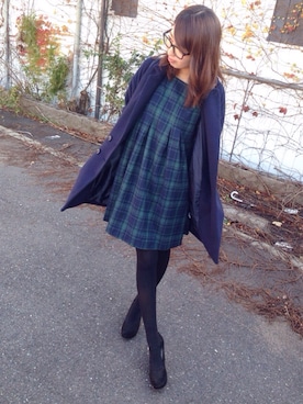 「HERE'S（HERE'S）のアイテム（チェスターコート）」を使った、yuppi.さん（レディース・160cm）の冬コーディネート