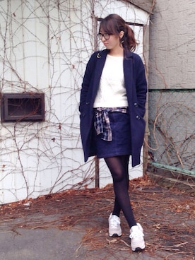 「HERE'S（HERE'S）のアイテム（チェスターコート）」を使った、yuppi.さん（レディース・160cm）の冬コーディネート