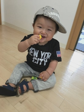 「キャップ部サンダルコーデ」｜☆SOUMA☺︎さん（キッズ・70cm）の夏コーディネート