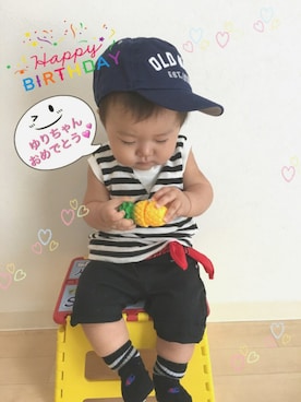 「バンダナ巻き」｜☆SOUMA☺︎さん（キッズ・70cm）の夏コーディネート