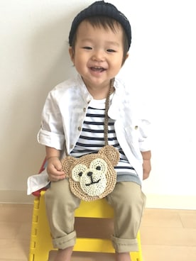 「Handmade（ハンドメイド）のアイテム（財布/小物）」を使った、☆SOUMA☺︎さん（キッズ・70cm）の夏コーディネート