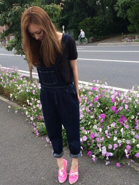 「NET（ネット）のアイテム（サロペット/オーバーオール）」を使った、A_chanさん（レディース・164cm）の冬コーディネート