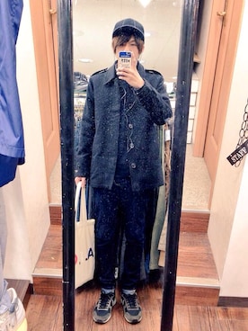 「アイテム（ステンカラーコート）」を使った、くぬぎさん（メンズ・173cm・10代）の冬コーディネート