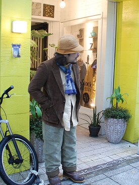 「アイテム（オールインワン・サロペット）」を使った、オールドマンズストックさん（メンズ・170cm・20代）の秋コーディネート