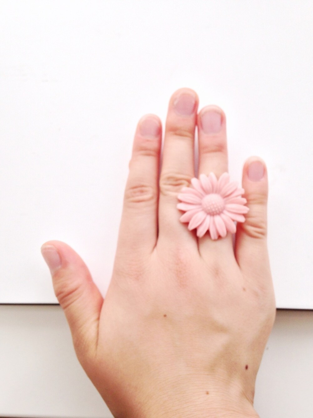 「指輪、花、ピンク」｜「💍のアイテム（リング、ピンク系）」を使った、ui▷◁さん（レディース・155cm）の夏コーディネートの1枚目の写真