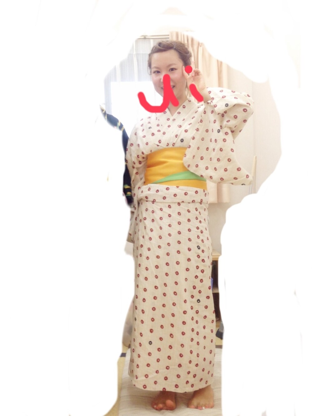 「浴衣、夏」｜「？のアイテム（浴衣、ベージュ系）」を使った、ui▷◁さん（レディース・155cm）の夏コーディネートの1枚目の写真