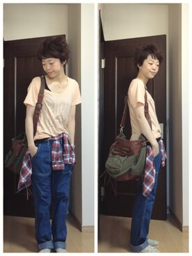 「AGOSTO SHOP （アゴストショップ）のアイテム」を使った、よしさん（レディース・163cm）の夏コーディネート