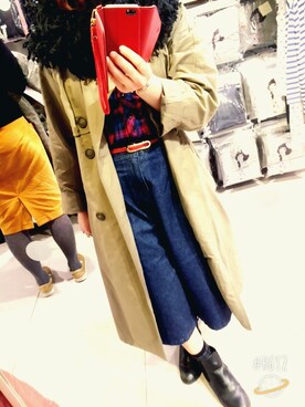 「雨」｜「アイテム（トレンチコート）」を使った、たぐっち☆さん（レディース・149cm）の冬コーディネート