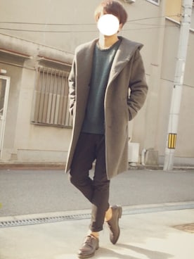チェスターコートを使った カーキニット のメンズ人気ファッションコーディネート Wear