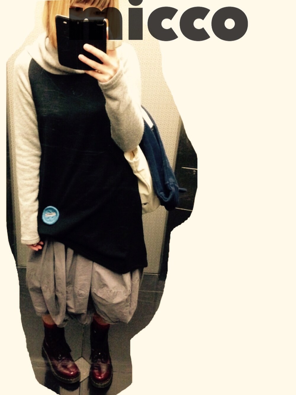 「REMIXのアイテム（ワンピース、ブラック系）」を使った、miccoさん（レディース・159cm）の冬コーディネートの1枚目の写真