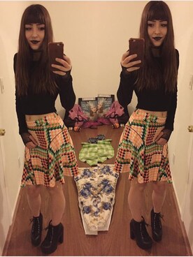 「skirt」｜「アイテム（ブーティ）」を使った、Gina Bahumbugさん（レディース・163cm）の夏コーディネート