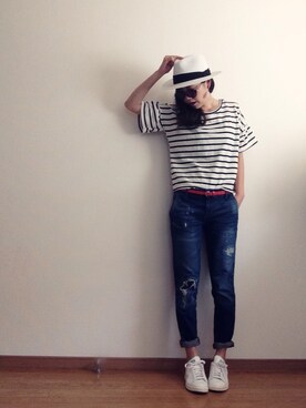 「coca（ANDEX shoes product）（コカ）のアイテム（Tシャツ/カットソー）」を使った、みーさん（レディース・171cm）の春コーディネート