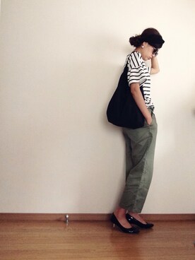 「coca（ANDEX shoes product）（コカ）のアイテム（Tシャツ/カットソー）」を使った、みーさん（レディース・171cm）の夏コーディネート