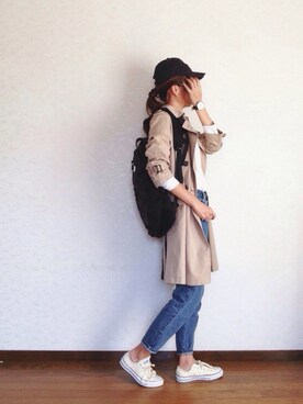 「Simplicite（サンプリシテ）のアイテム（トレンチコート）」を使った、みーさん（レディース・171cm）の秋コーディネート