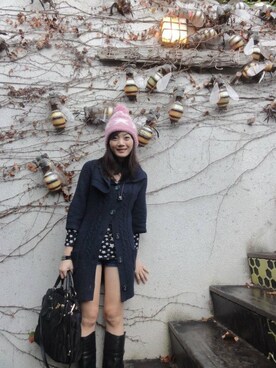 「 wool hat（ニットキャップ/ビーニー、ピンク系）」を使った、queenieさん（レディース・161cm）の夏コーディネート