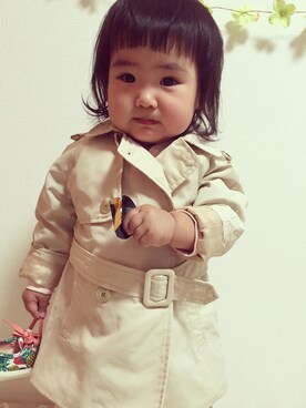 「ZARA KIDS」｜「アイテム（トレンチコート）」を使った、maisudouさん（キッズ・80cm）の春コーディネート