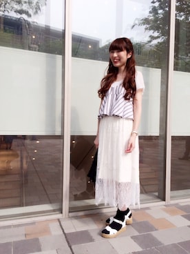 「アイテム（スカート）」を使った、Sallyさん（レディース・162cm）の春コーディネート