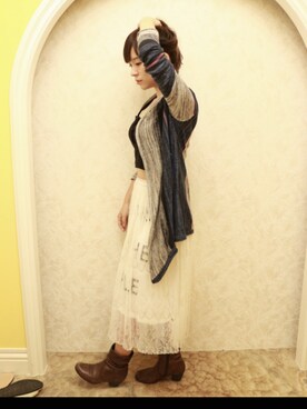 「5（ファイブ）のアイテム（スカート）」を使った、Ceziaさん（レディース・156cm）の夏コーディネート
