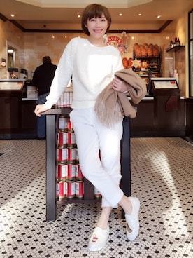 「Chiara Ferragni（キアラフェラーニ）のアイテム（モカシン/デッキシューズ）」を使った、貴婦奈奈さん（レディース・165cm）の冬コーディネート