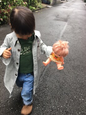 「アイテム（シャツワンピース）」を使った、☺︎いろ☺︎さん（キッズ・80cm）の秋コーディネート