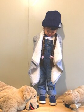 「おさげ」｜「アイテム（オールインワン・サロペット）」を使った、☺︎いろ☺︎さん（キッズ・80cm）の秋コーディネート