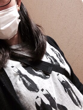 「ビートルズTシャツ。（Tシャツ/カットソー、グレー系）」を使った、メガネさん（レディース・158cm）の春コーディネート